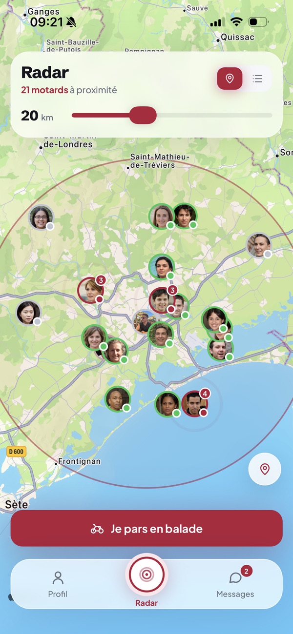 Radar avec les motards à proximité