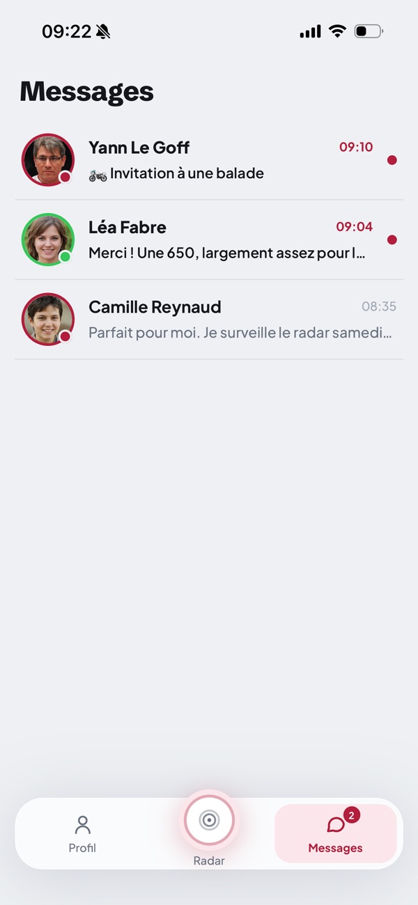 Liste des conversations
